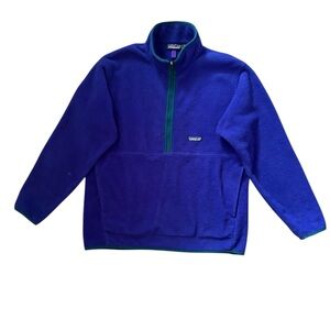 Vintage Patagonia Syncilla Marsupial Blue Half Zip Fleece Sweatshirt Size Large